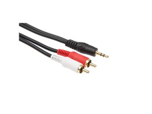 Mini Jack till RCA x2 kabel svart 2m