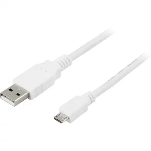 USB 2.0 kabel Typ A ha - Typ Micro B ha, 5-pin, 2m, vit