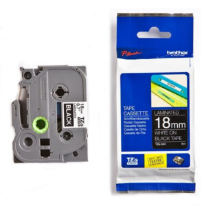 BROTHER P-TOUCH etikettape, vit på svart, 18mm (TZe-345)
